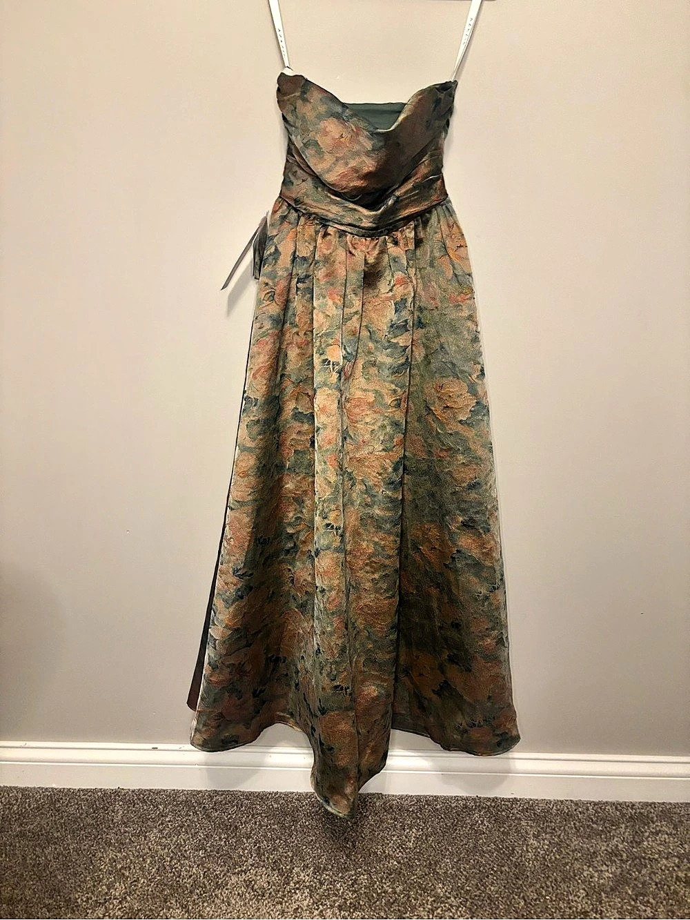 Azazie Ziva Floral Maxi Dress vintage Teal US 00 NWT